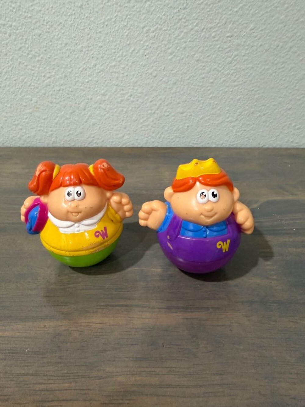 Vintage Hasbro Playskool Weeble Wobble Girl and Boy Action Figures Toys READ